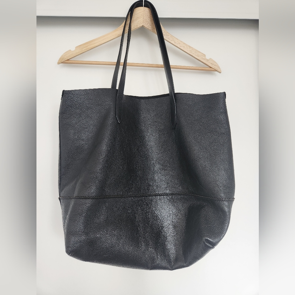 J. Crew black leather tote bag